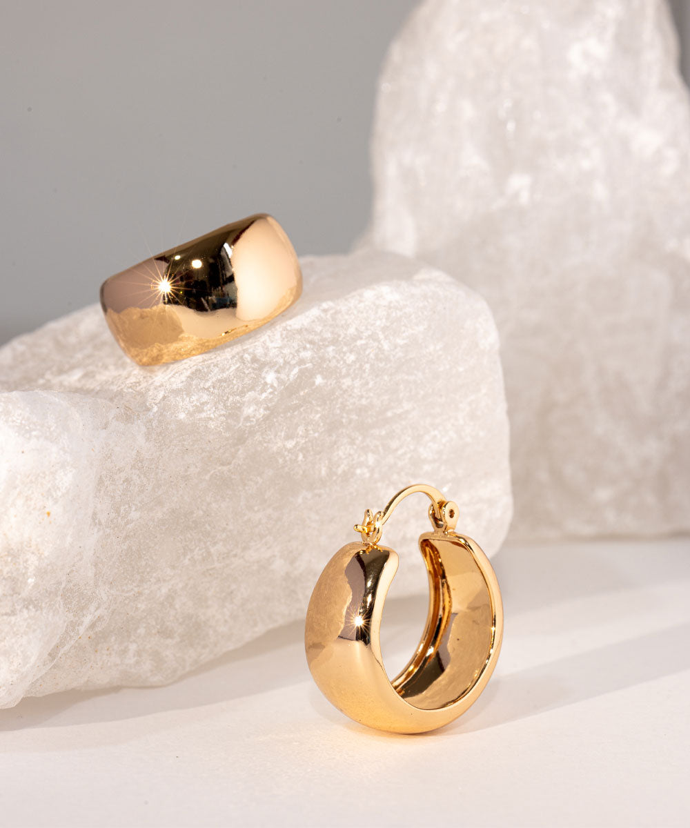 Argollas Chunky Planas Rosé | acero inoxidable | baño de oro rosa 18k | Mellany Joyas